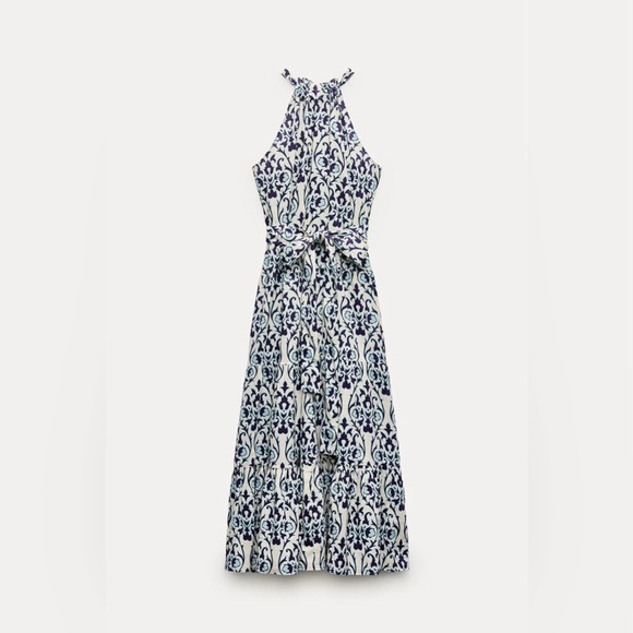 ZARA PRINTED HALTER DRESS ZW COLLECTION - Picture 4 of 10